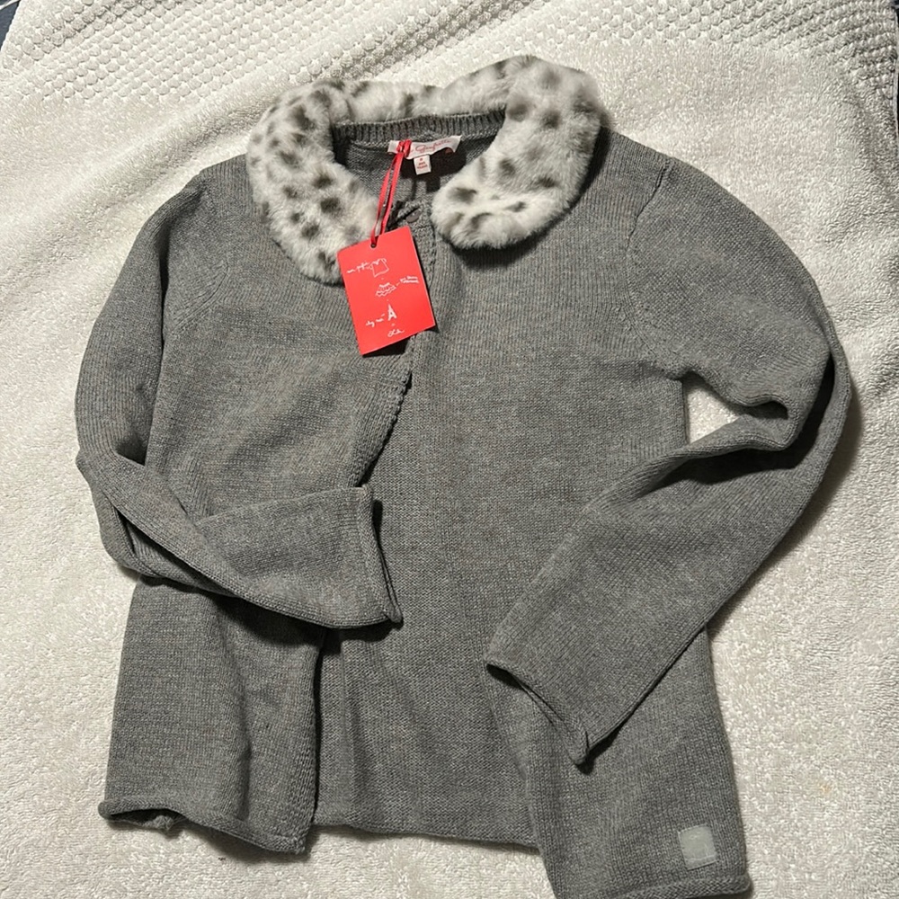 Fur collar cardigan
